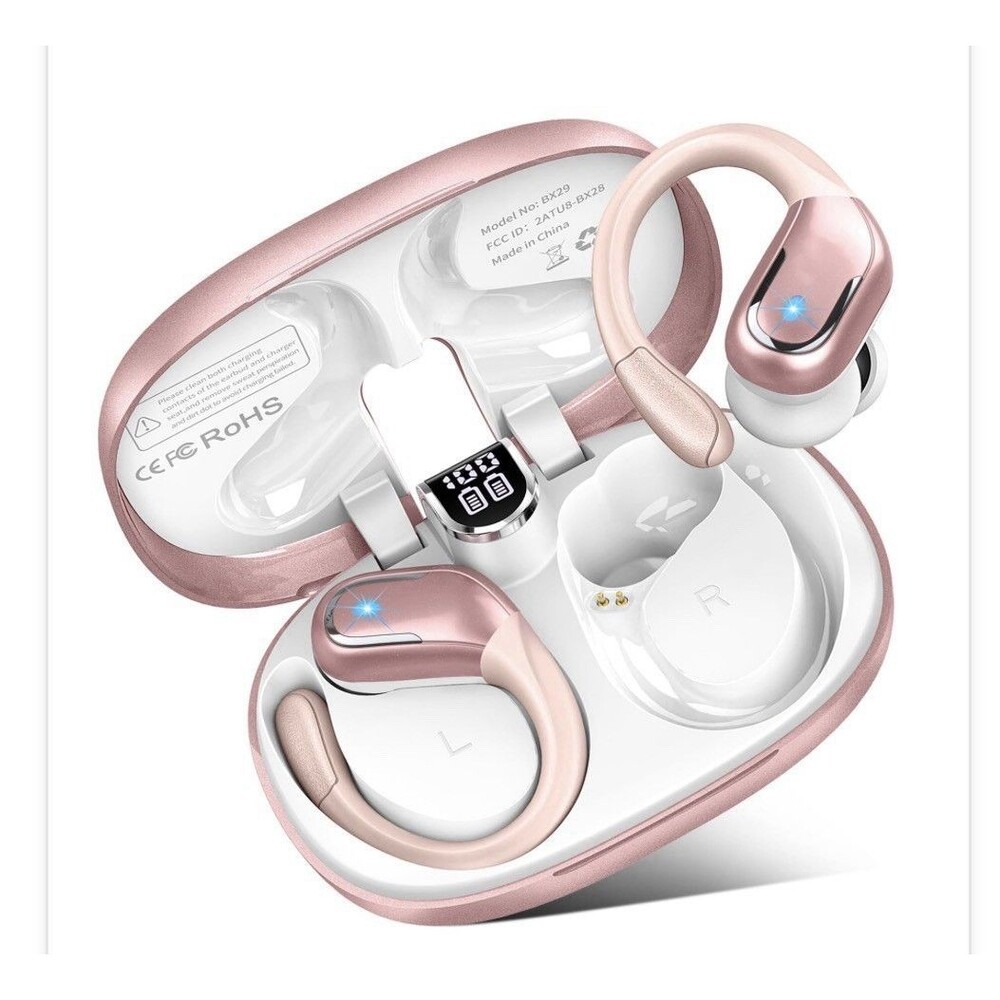 Bx29 True Wireless Earbuds Pink Rose Gold Sweat Proof Sport Extended Play Time